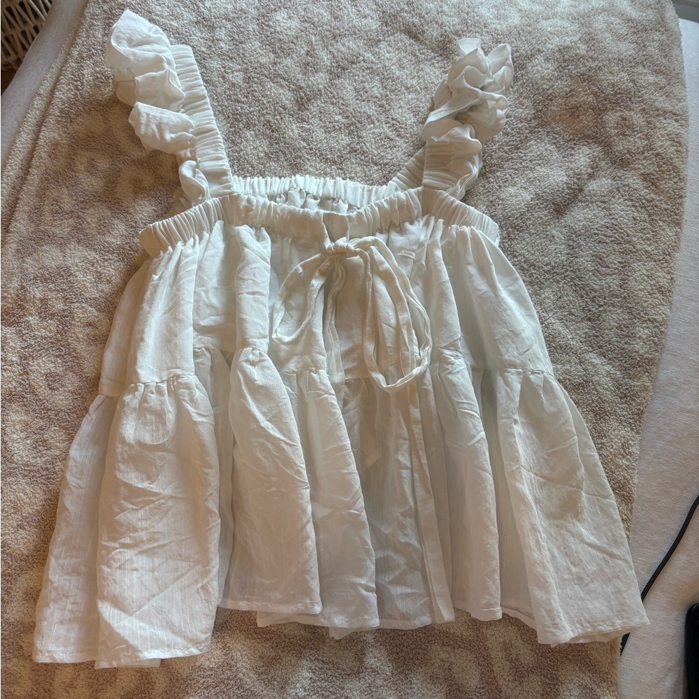 White Ruffled Top - Picture 2 of 3